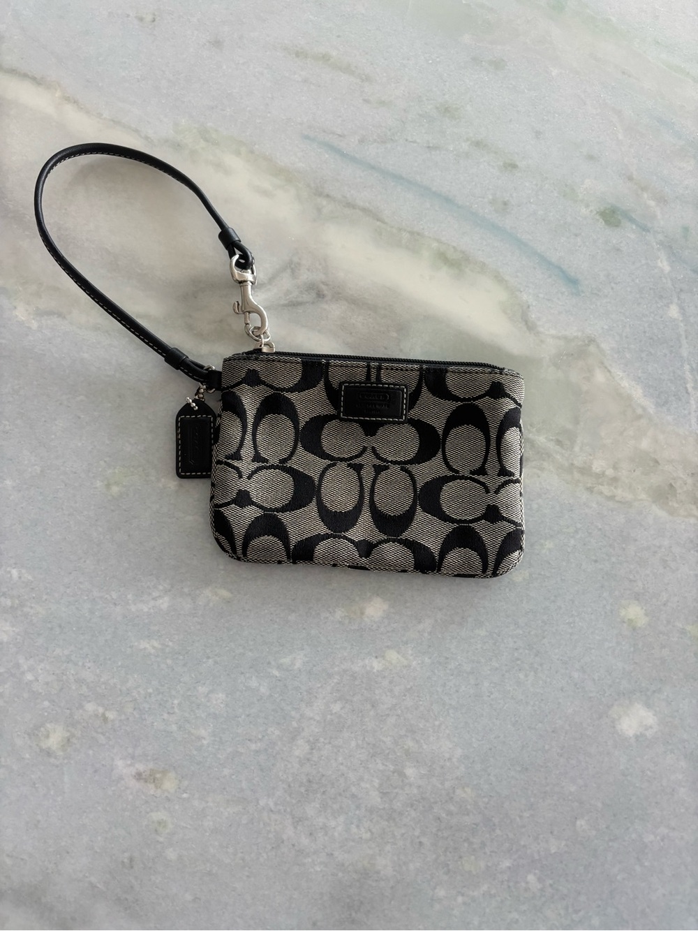 Coach Black & Tan Signature Canvas Wristlet - Picture 8 of 8